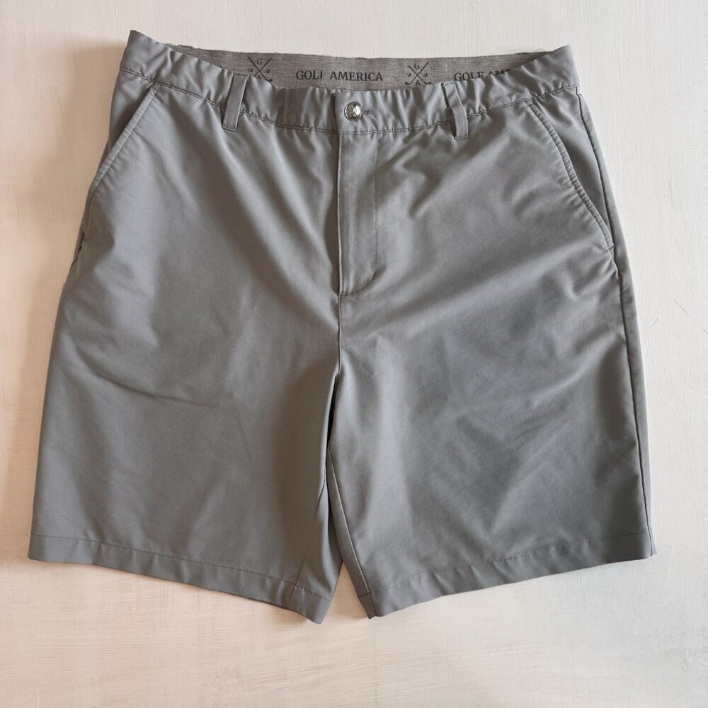 Golf America Shorts Mens 36 Gray Chino Lightweight 9" Inseam‎